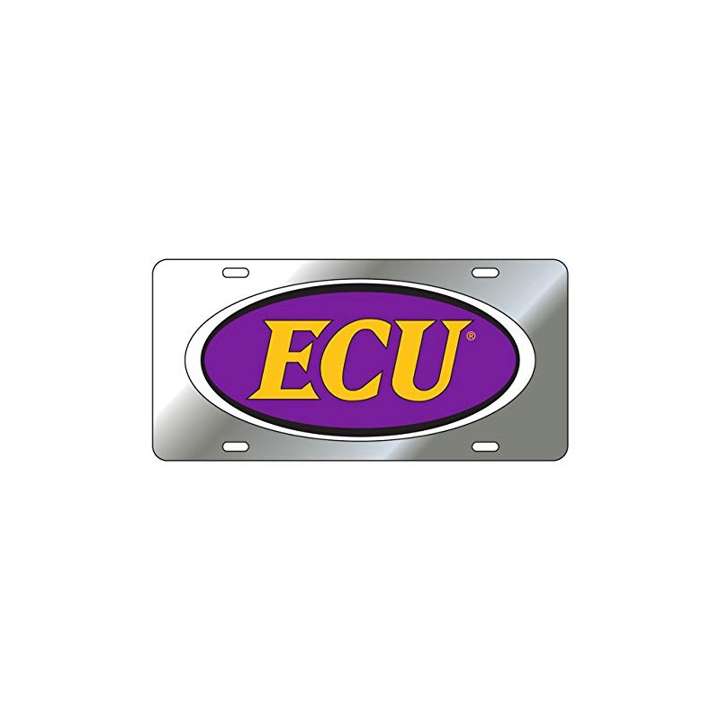 East Carolina Pirates (ECU) Silver/Purple Domed Logo Car Tag