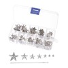 sourcing map 120PCS Metal Star Studs Claw 5-Claw Silver Tone