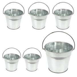Homeford Metal Pail Buckets Party Favor, 5-inch, 6-Count, Silver