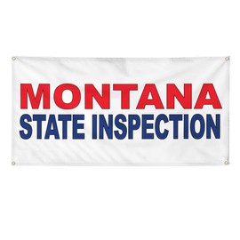 Vinyl Banner Multiple Sizes Montana State Inspection Red Blue Business Outdoor Weatherproof Industrial Yard Signs 4 Grommets 24x48Inches