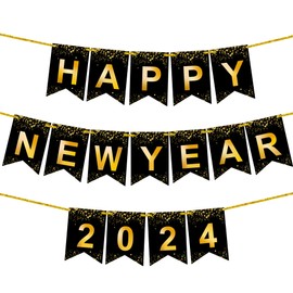 KatchOn, Happy New Year Banner 2024 - Large 10 Feet | Happy New Year Decorations 2024 Banner | New Years Eve Banner, New Years Eve Party Supplies 2024 | New Years Eve Decorations, NYE Decorations 2024