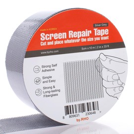 by.RHO Screen Repair Tape – Strong Self-Adhesive Window & Screen Door Repair Kit, Fiberglass Screen Patch 2"×33ft, Easy Cut and Apply, Indoor-Safe Adhesive, All-Weather (Gray)