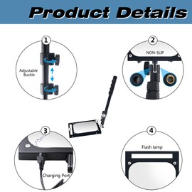 Under Vehicle Inspection Mirror with LED Light Adjustable Length,Rechargeable Inspection Mirror for Entry Security,Parking Lot Security,auto Maintenance,Equipment Inspection