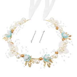 QIUTIMIY Flower Girl Hair Accessory,Princess Headpiece for Bridal Wedding,first communion pearl headpiece for girls Women,Style3