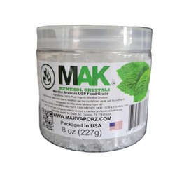 Mak Menthol Crystals 8 oz - Pure Organic 100% Natural - Menthol Crystals from Mint Crystal Mints Mentha Arvensis - Comes in a Jar for Long-Lasting Freshness