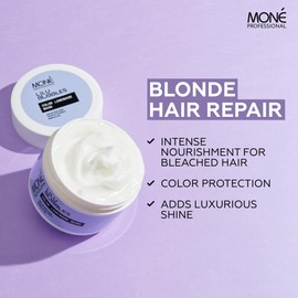 MONÉ PROFESSIONAL Keratin hair mask, dry damaged hair - Intense hydrating, conditioning, repair - Bleached hair, blonde hair, platinum, silver, white - 300 ml