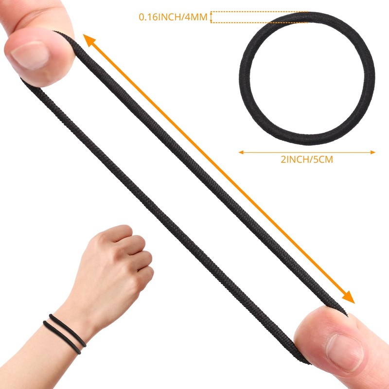 180 PCS Black Elastic Hair Ties No Damage Hair Elastic