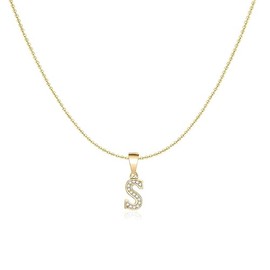 MARLION JEWELS Necklace for women in 925 silver initial letter with zirconia. Silver chain for women, ideal as a gift. Necklace for women. Jewellery for women, Gold - silver, No Gemstone