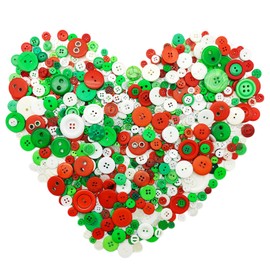 600-700Pcs Christmas Craft Buttons Mixed Red Green White Button for Crafts Assorted Sizes Button Green Red White in Bulk