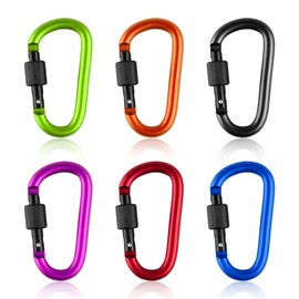 HAIKING Screwgate Carabiner, 6 PCS Mixed Color Carabiner Clips with Screw Gate for Camping, Fishing, Hiking, Traveling and Sports Outdoors (7.8 x 4.3cm/3.07 x 1.69in)