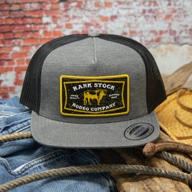 HOOEY Rank Stock Adjustable Snapback Mesh Back Trucker Hat (Charcoal/Black)