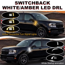 LED Fender Side Vents Lights for 2022-2025 Ford Maverick XL XLT Lariat Exterior Accessories with DRL,Turn Signal Fender Trim,1 Pair (Clear Len Style)