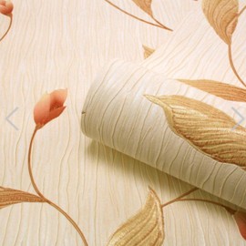 Tiffany Floral Trail Heavyweight Vinyl Wallpaper - Leaves - Pink/Bronze/Cream - Belgravia 160
