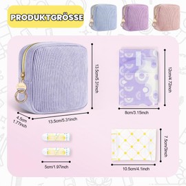 Tampon Storage Sanitary Pads Hygiene Bag for Sanitary Towels Storage Bag Periods Bag with Zip Organiser Nursing Pads Women's Tampons Sanitary Towels Women's Gifts for Girls (Blue & Pink)