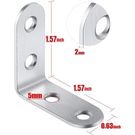 YSTrillion 20 pieces angle connectors, stainless steel, corner angle bracket, L-shaped bracket, 40 x 40 mm, 90 degree angle clamp with 80 screws for mounting angle bracket, furniture