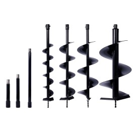 3/4\" Shaft Auger Drill Bit for Planting Hole Bulb Bedding Digging Post Hole Planting Tool Kit 4IN+6IN+8IN+12IN+ROD Earth AugerColor: as Pic Color