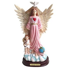 12" Archangel Angel Chamuel Samuel Santo San Statue Collectible Figurine St Pink