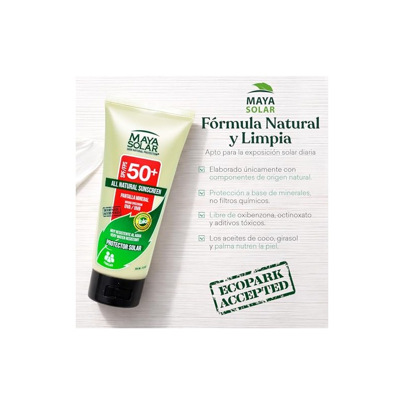 Maya Solar. Bloqueador Solar Corporal. 100 Ingredientes Naturales Minerales SPF