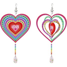 5D DIY Love Heart Hanging Sun Catcher Diamond Painting Kit Rotatable Double Sided Crystal Approx 39.5cm Decoration