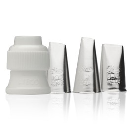 Ateco Piping Tips (Stainless Steel) Bundle of 3 + Replacement Cap/Rose