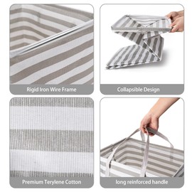 BOOMIBOO 2-Pack Large Laundry Basket,Waterproof Freestanding Laundry Hamper,Collapsible Clothes Basket with Easy Carry Handles in Laundry Room Bathroom Bedroom Dorm,Grey,100L