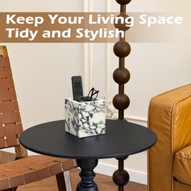 PROLEE Calacatta Viola Marble Toothbrush Holders for Bathroom,Natural Marble Pen Holder and Makeup Brush Holder,Stone Square Countertop Organizer for Remote Controls,Keys,Candles Container