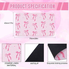 Whaline Pink Bow Doormat Cute Coquette Bow Floor Mat Non-Slip Door Rug for Indoor Outdoor Kitchen Bathroom Entrance Porch, 17 x 29 Inch