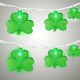 Pallerina Outdoor St. Patrick's Day String Lights, 8.5Ft St. Patrick Decoration Light with 10 Clover, Plug in Shamrocks Lights Indoor for Garden Bedroom Birthday, Green Clover Decor