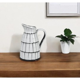 Homeroots 10" Black And White Cylinder Ceramic Urns Jars
