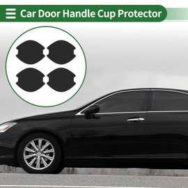 Motoforti Car Door Handle Cup Protector Door Handle Scratches Protective Films 3.28"x3.7" Fiber Black Magnetic Rubber, PVC 4 Pcs