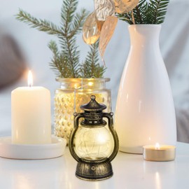 OATIPHO Lantern Decor Western, Hanging LED Vintage Lantern Metal with Carry Handle for for Weddings Western Camping Party Halloween Christmas Decorations 4.92inch