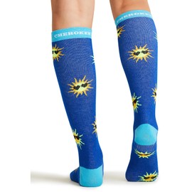 Cherokee Women's 10-15mmHg Compression Socks – Fun Print Knee Highs with Light Support, Soft Feel - PRINTSUPPORT, One Size, Sunny Days