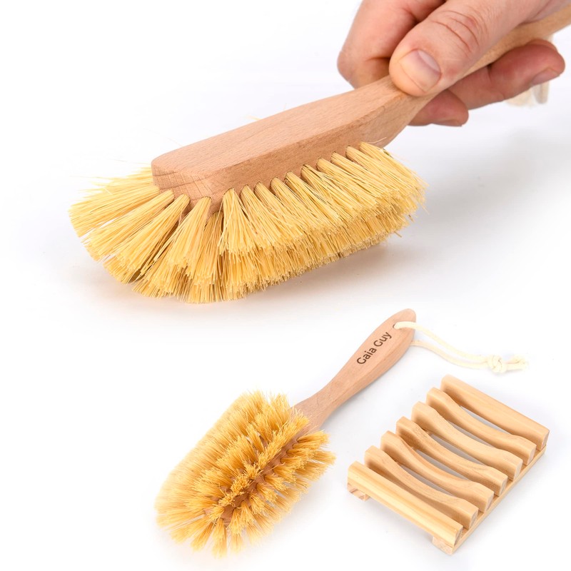 Juego de cepillos de madera y esponjas naturales de gran