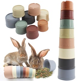 SHSMPXOY 8 PCS Rabbit Stacking Cups Stacking Toys BPA-Free Safe Plastic Toys for Hiding Food and Playtime Fun,Multi-Coloured and Various Sizes (Morandi Colour)