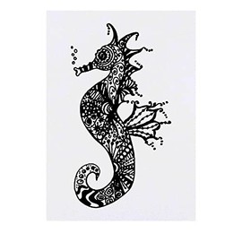 'Patterned Seahorse' Temporary Tattoo - Water Resistant, Skin-Safe, Non-Toxic Transfer (TO00056497)