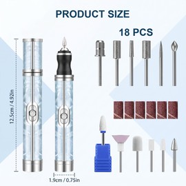 Avvchuy Nail Grinder for Thick Toenails Set, 4 Speeds Electric Nail File 18 Grinding Heads for Various Nails and Shapes