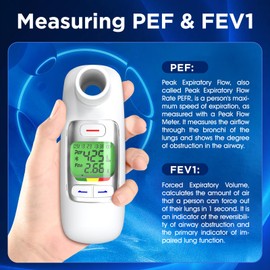 Peak Flow Meter with Bluetooth APP Spirometer for Asthma COPD Monitor Tests PEF FEV1 Home Medical for Kids Adults with 300 Records Storage Function