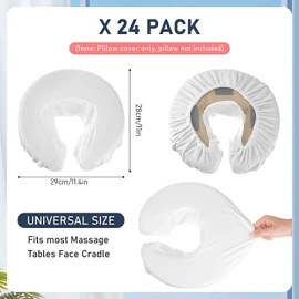 24 Pcs Face Cradle Covers for Massage Table Microfiber Soft Thicker Reusable Massage Table Head Rest Covers Bulk Oil Proof Headrest Cradle Sheets for Spa Beauty Salons (White)