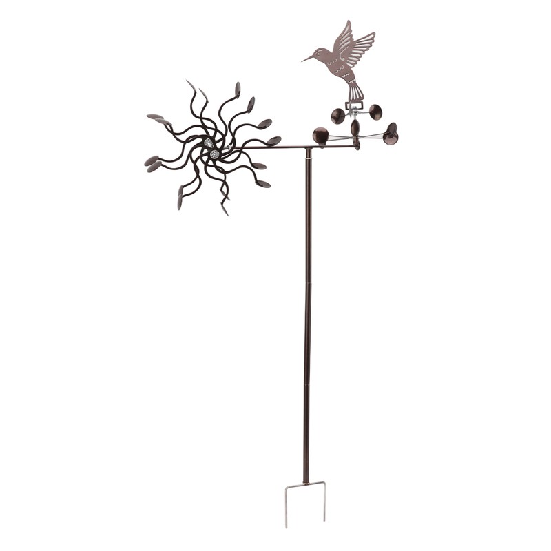 Wind Spinners Iron Hummingbird Metal Windmill Wind Sculpture for Outdoor
