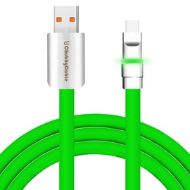 chubbycable Neon Chubby - Fast Charge Cable with Smart Light RGB Color Gradual Light Up LED USB Charging Cable, Green, USB-A to Type-C, 6.6 FT