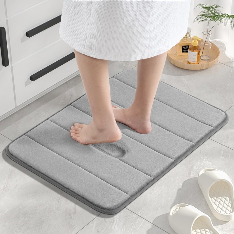 HITSLAM Memory Foam Bath Mat 40 x 60 cm Grey