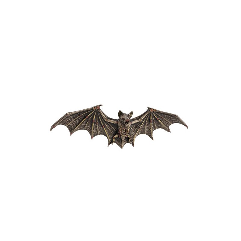 Steampunk Flying Bat Wall Plaque 13.75" L Cold Cast Bronze