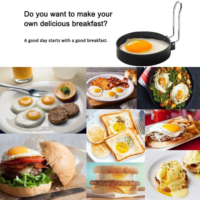 Egg Ring 2-Pack Stainless Steel Egg Rings with Anti-Scald Folding