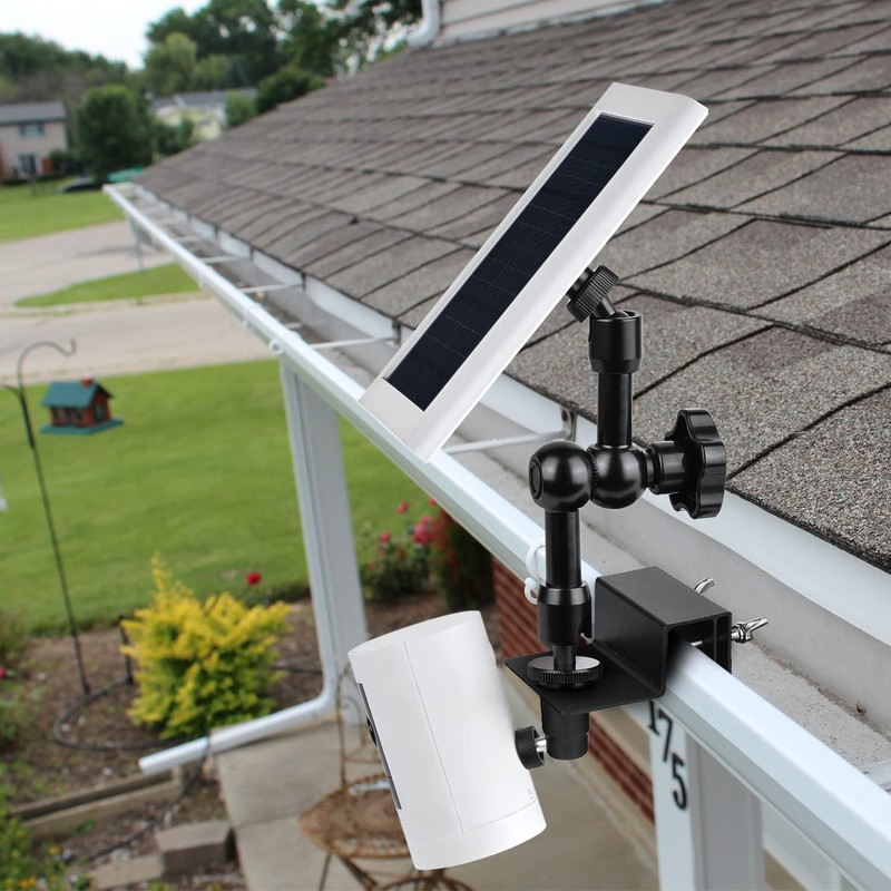 2-in-1 Gutter Mount for Solar Panel, Stick Up Cam Battery,