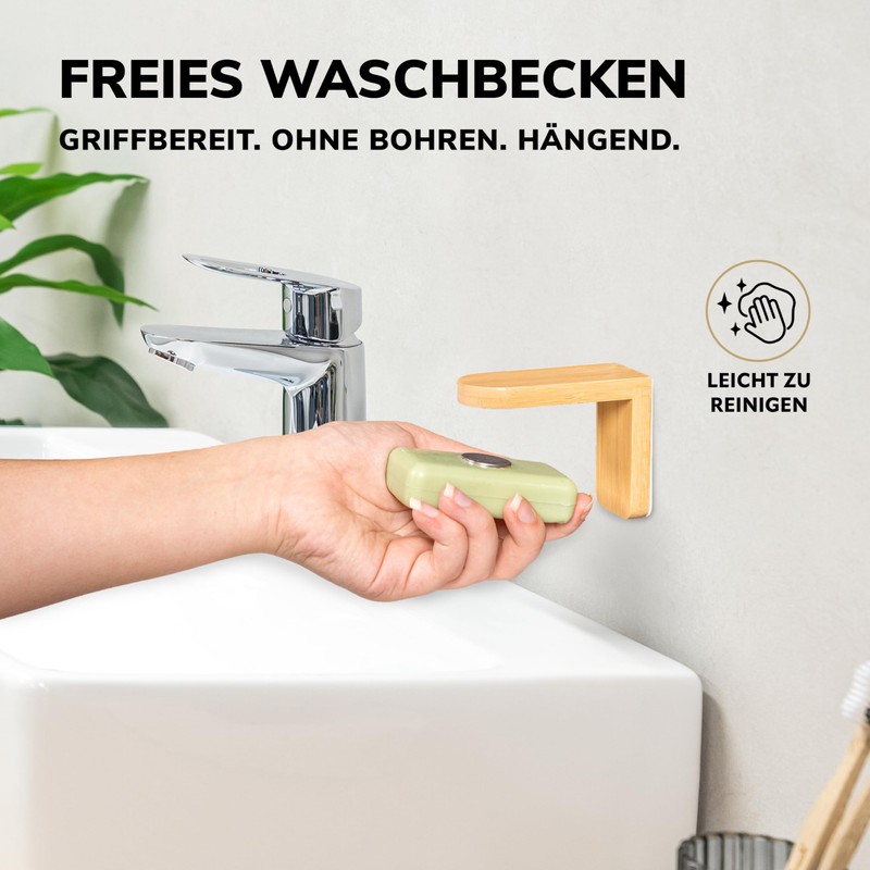bremermann Bamboo Magnetic Soap Holder - Free Hanging Soap Through