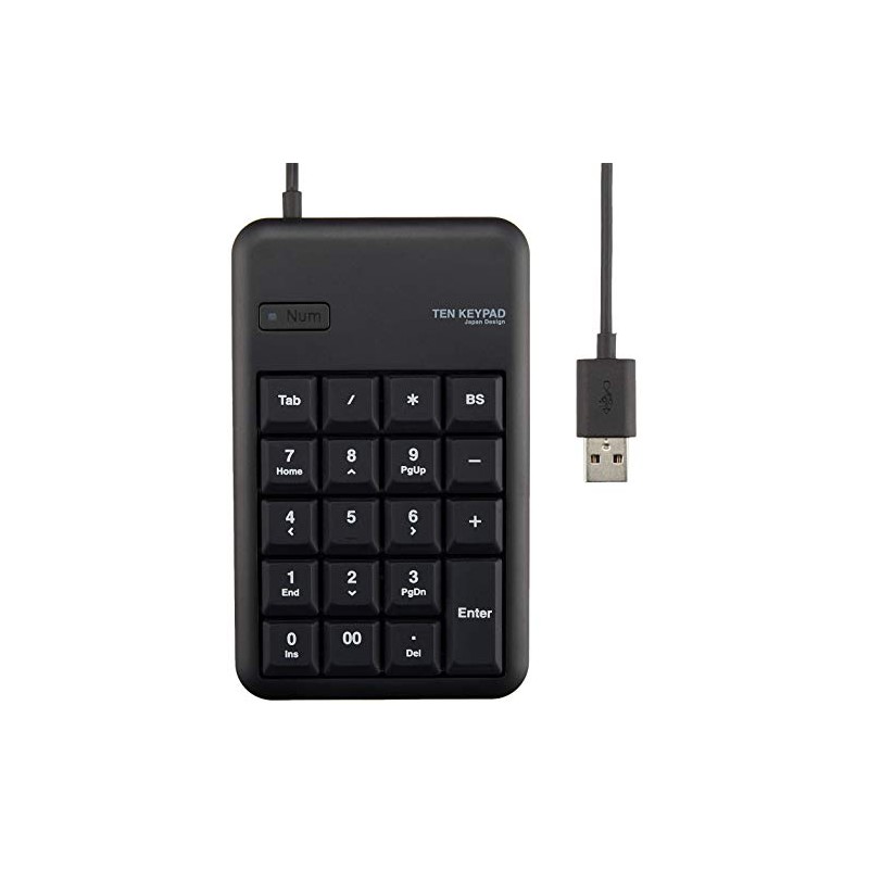 Elecom Wired 10-Key Board Small Membrane Heavy Duty USB Hub