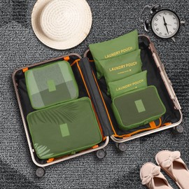 WOWTOY 6PCS Packing Cubes for Travel Luggage Organiser Bag Compression Pouches Clothes Suitcase, Packing Organizers Storage Bags for Travel Accessories, Green