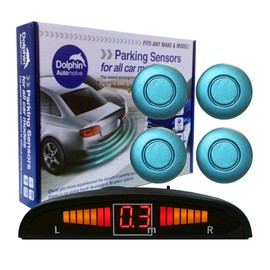 Dolphin Automotive DPS450 Reverse Parking Sensors In 32 Colours 4 Ultrasonic Radar Sensors Kit Audio & Display Alert System - Light Blue