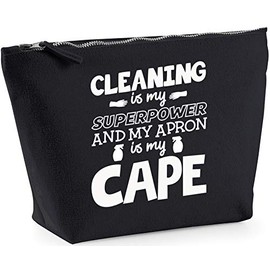 Hippowarehouse Cleaning is my superpower and my apron is my cape printed make up cosmetic wash bag 18x19x9cm
