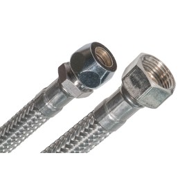 SFX® Reinforced Hose 200 cm Flex Hose 3/8 Inch Outer Diameter x 10 mm Crimp Fitting Stainless Steel Connection Hose Tap Mixer Tap 2000 mm